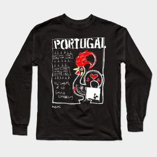 Portuguese Rooster Doodle White Long Sleeve T-Shirt